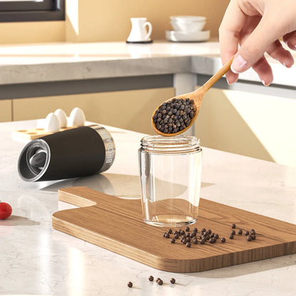 Gravity Electric Salt And Pepper Grinder Set, Battery Powered LED Light One HandAutomatic Operation