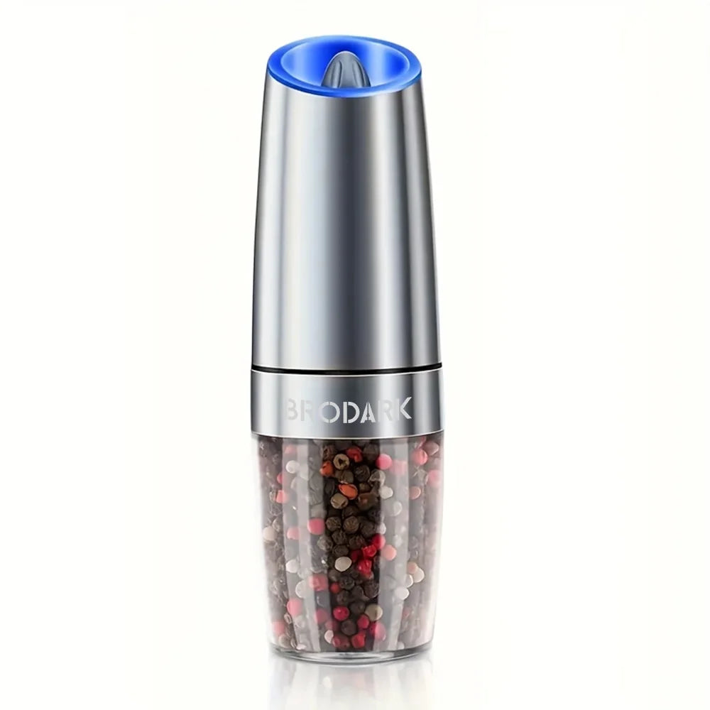 Gravity Electric Salt And Pepper Grinder Set, Battery Powered LED Light One HandAutomatic Operation