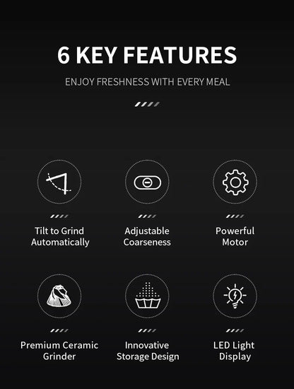 Gravity Electric Salt And Pepper Grinder Set, Battery Powered LED Light One HandAutomatic Operation