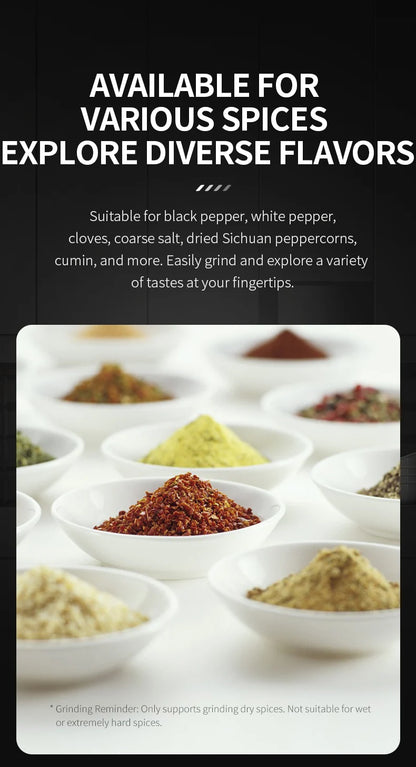 Gravity Electric Salt And Pepper Grinder Set, Battery Powered LED Light One HandAutomatic Operation